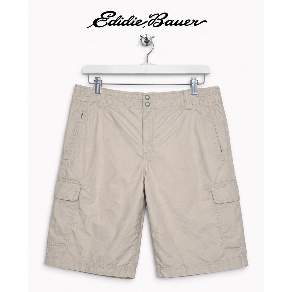 Eddie Bauer Beige Cargo Shorts Mercer Fit Cotton Hiking Casual